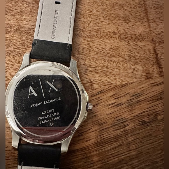 Armani Exchange black leather strap round watch - Picture 3 of 7